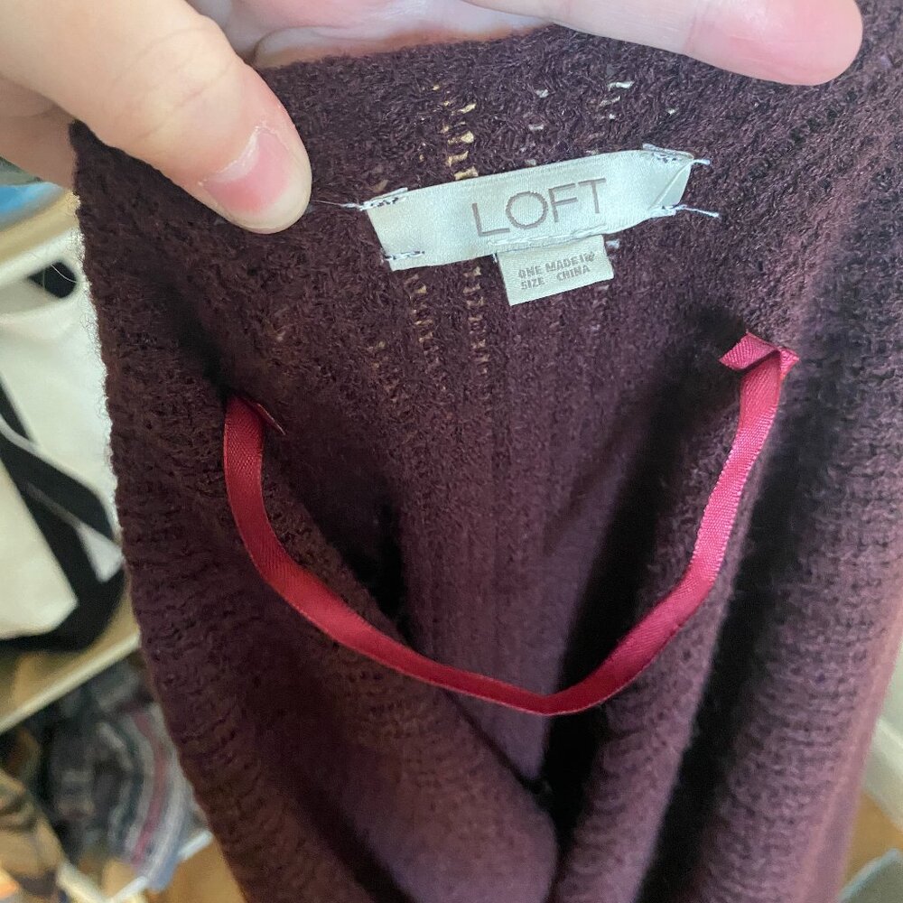 Loft Fringed Ruana Wrap Cozy Knit One Size - EUC - Picture 2 of 4